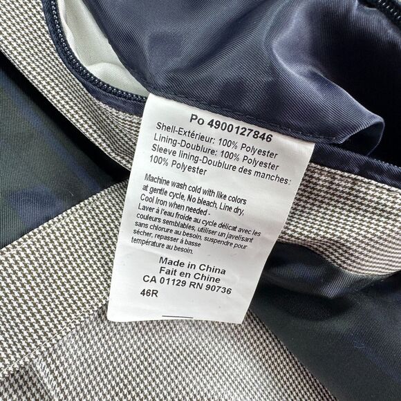 Lauren Ralph Lauren Mens Stanza Classic Fit Puppytooth Rain Coat Cream Brown 46R - Picture 6 of 6